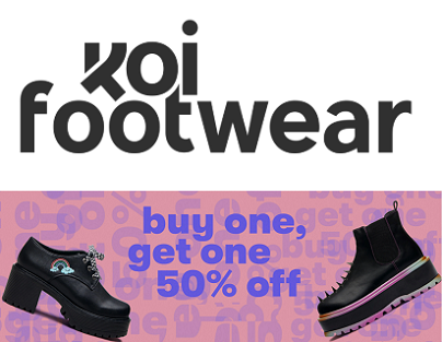 Скидки на обувь и аксессуары от Koi Footwear